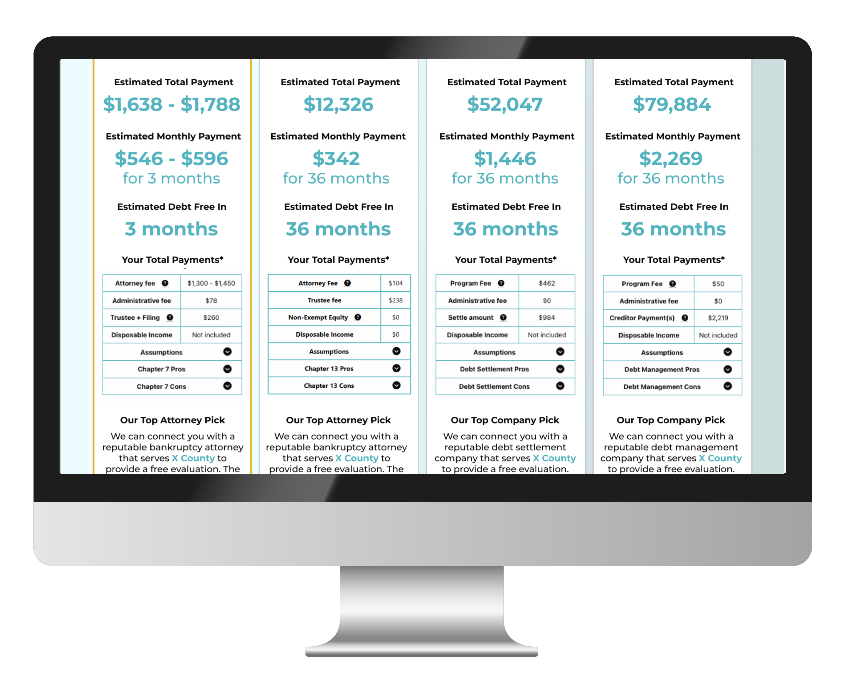 Debt calculator comparison