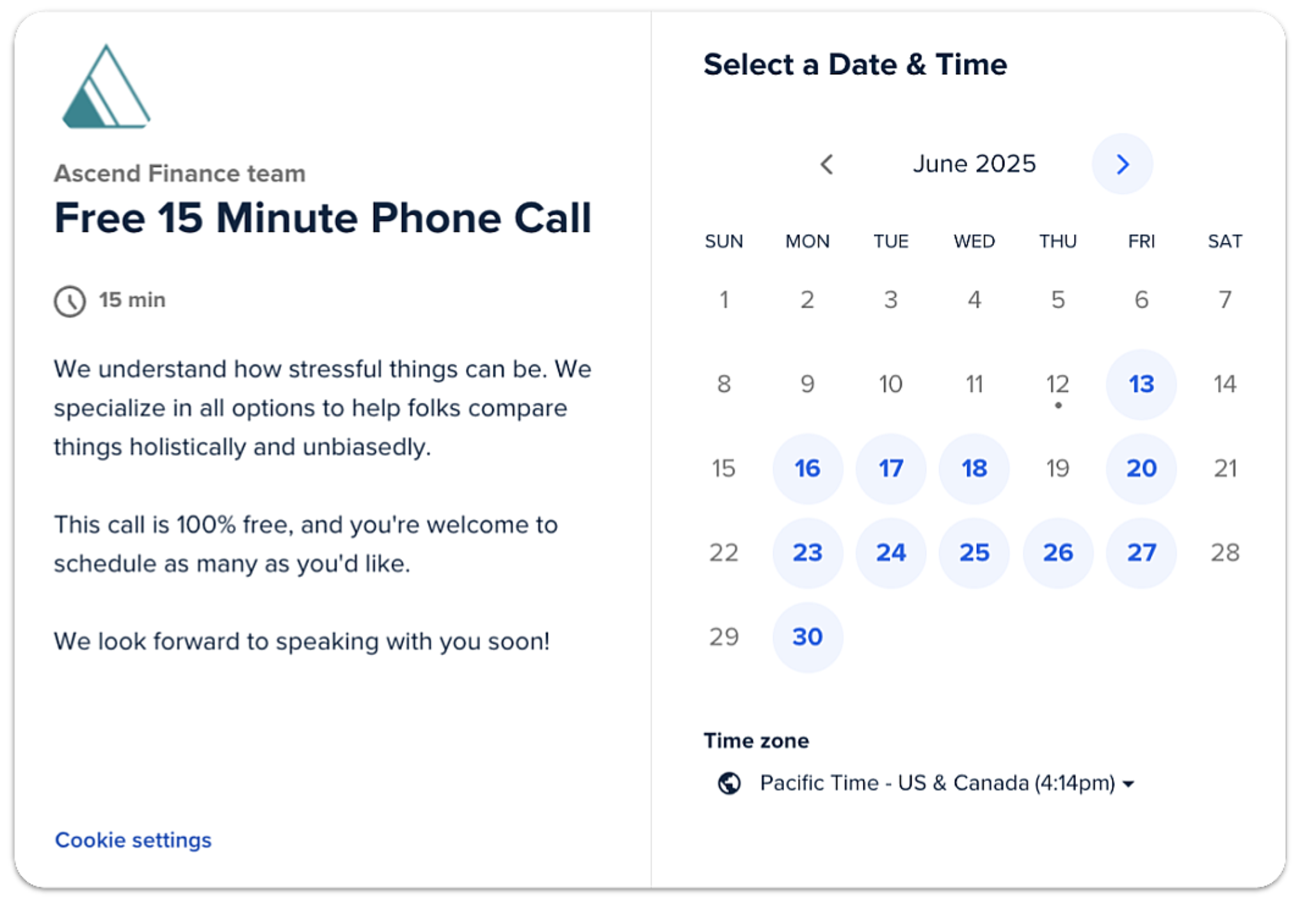 Schedule Call - Talk, Ask, Relax with Ascend