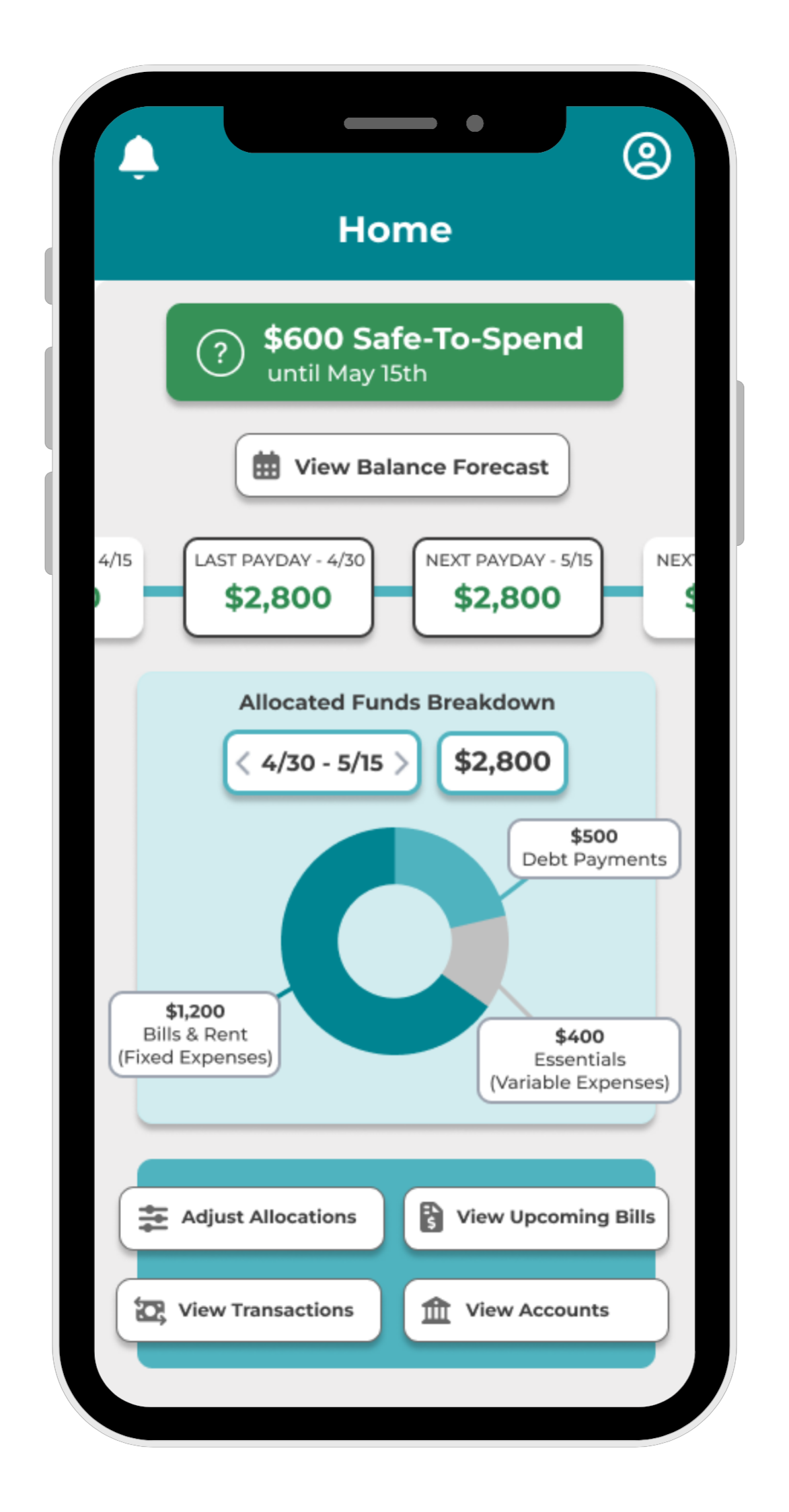 See What's Safe To Spend phone preview